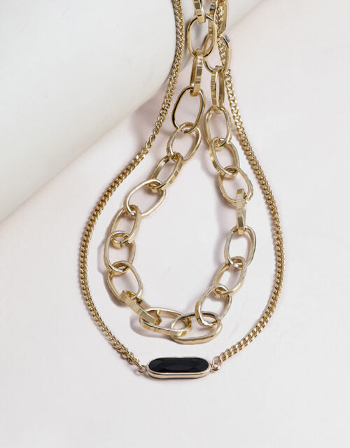 2-Row Link and Jet Gem Necklace