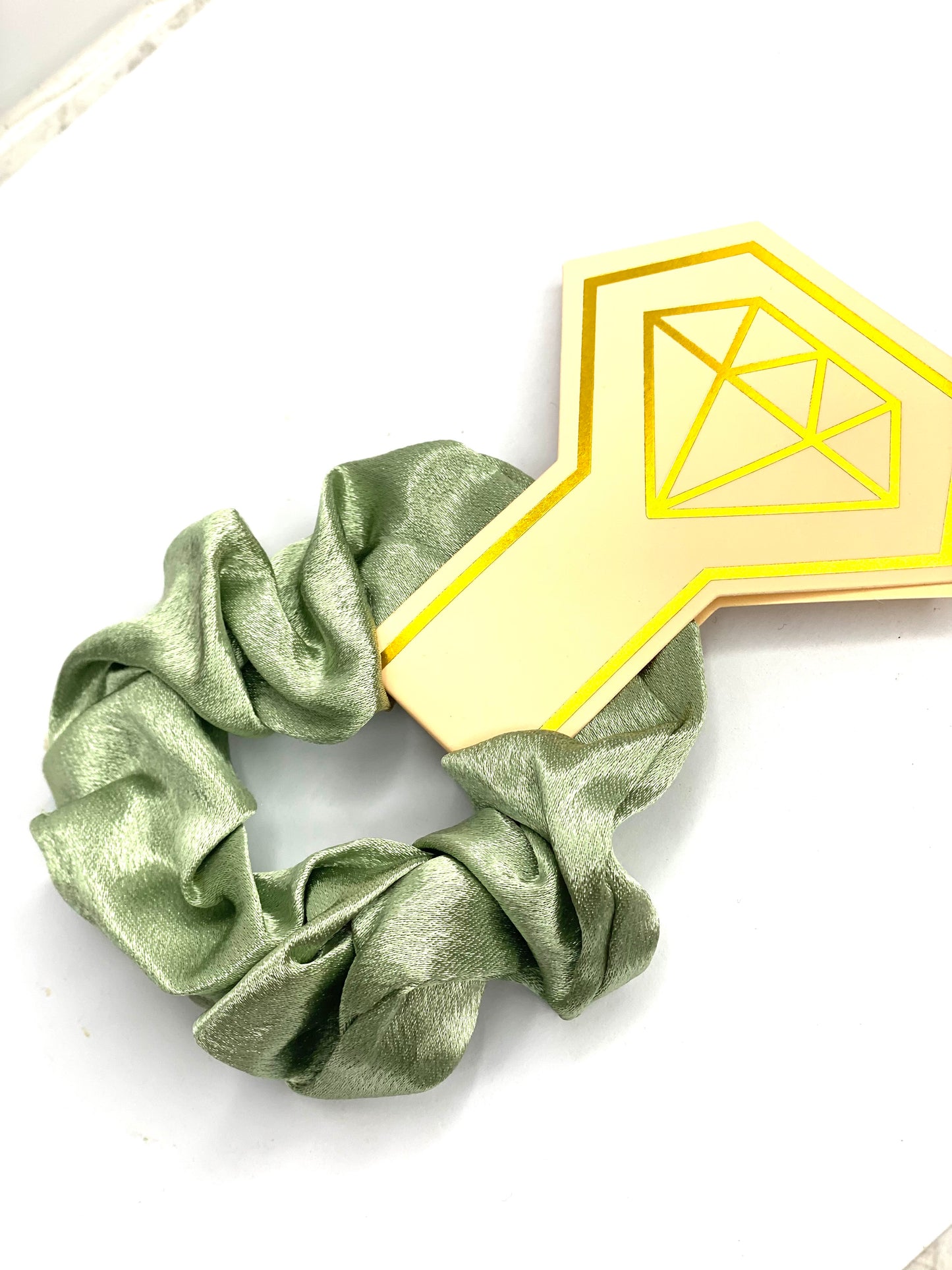 Green satin scrunchie