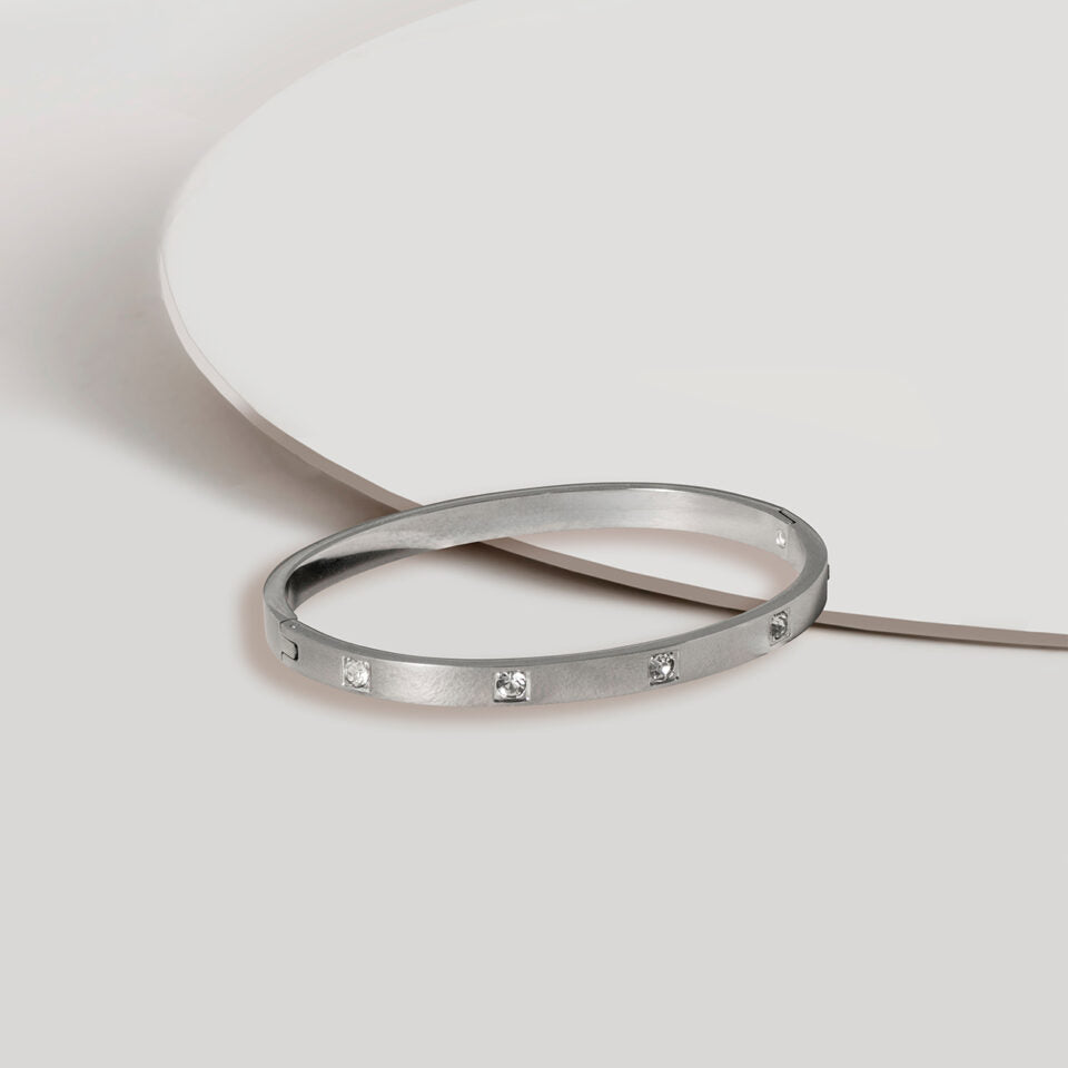 CZ Station Hinged Bangle