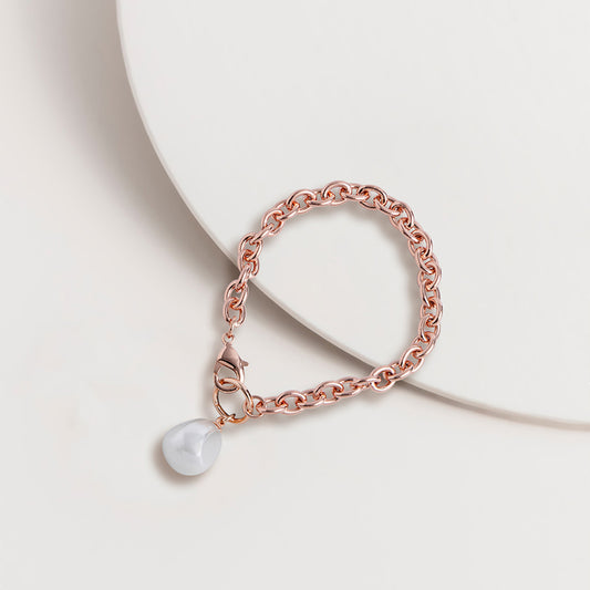Chain Link Pearl Charm Bracelet