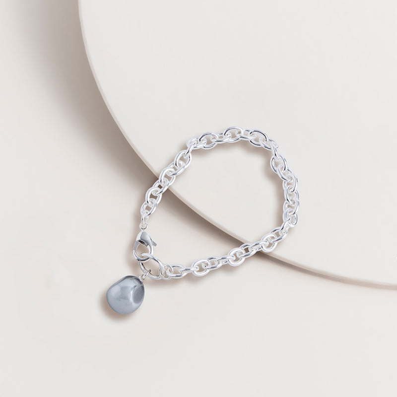 Chain Link Pearl Charm Bracelet