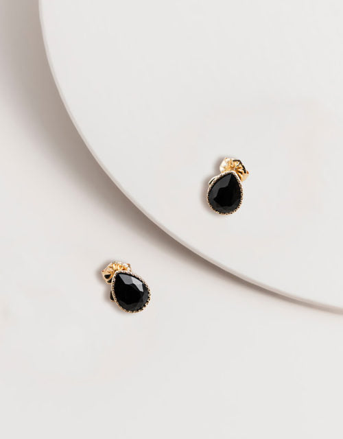 Black Crystal Teardrop Studs