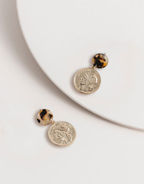 Coin and Tort Post Earrings