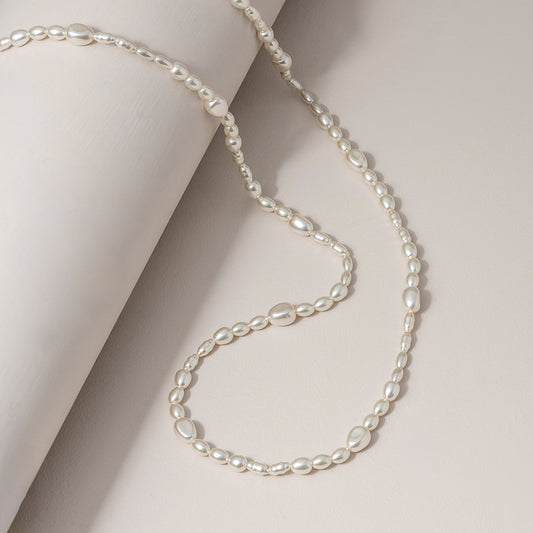 Long Mixed Shapes Pearl Necklace