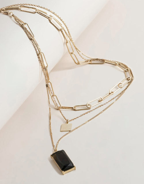 Modern Glass 3-Row Necklace