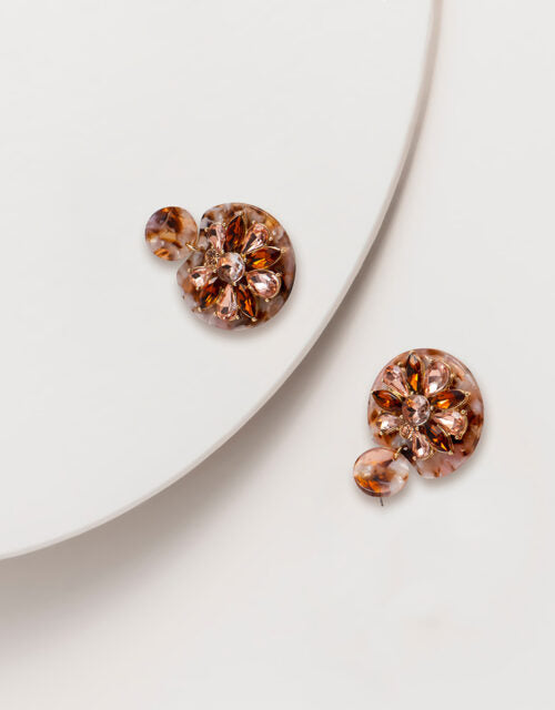 Topaz Gem Flower and Acetate Earrings