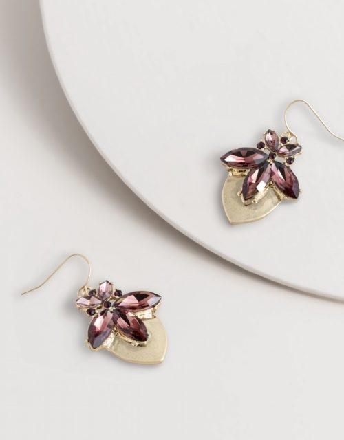 Vintage Burgundy Glass Hook Earrings
